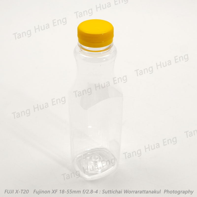 ขวดน้ำผลไม้ PET มั่งมี ขนาด 350 มล. ปาก 32 มม. ( 150 ใบ )