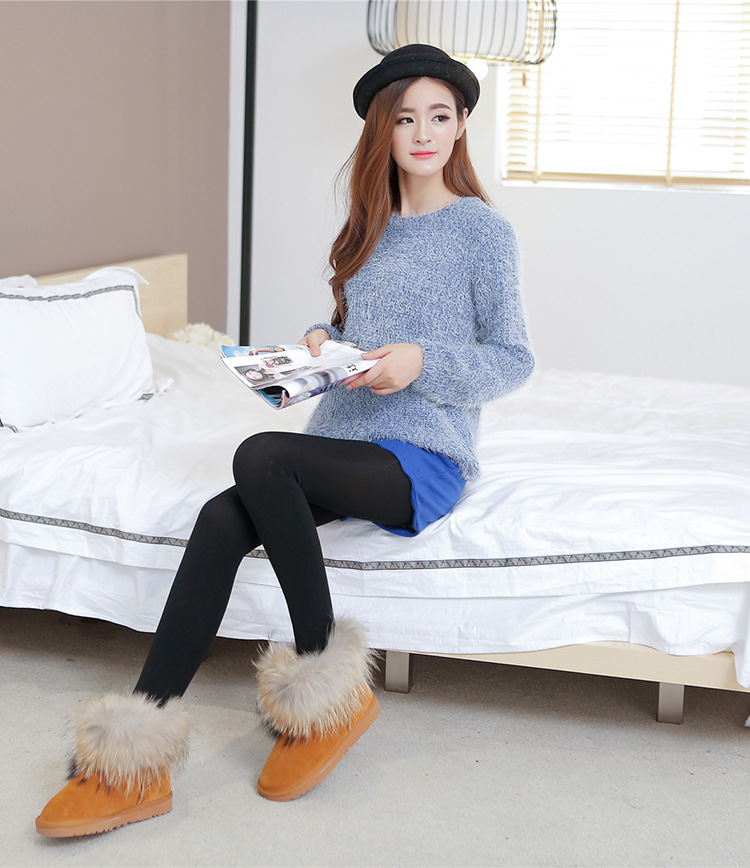 เลกกิ้งกันหนาวญี่ปุ่นมีขนสัตว์ หนา 680D สีดำ