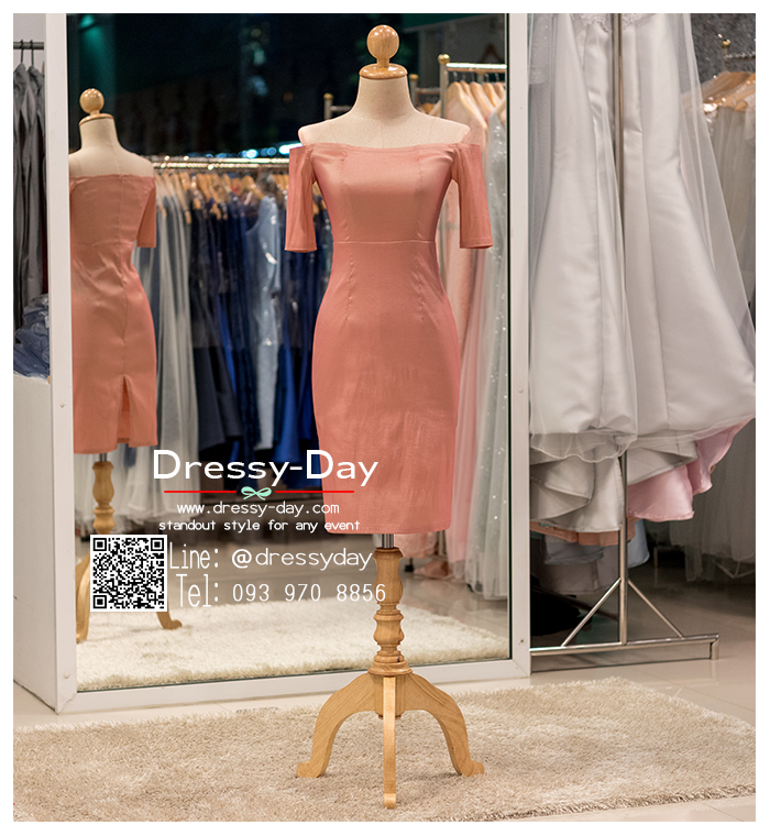 รหัส ชุดราตรีสั้น : PK023 ชุดแซก ชุดราตรี ชมพู เรียบหรูเหมาะใส่ออกงานกลางคืน งานคอกเทล