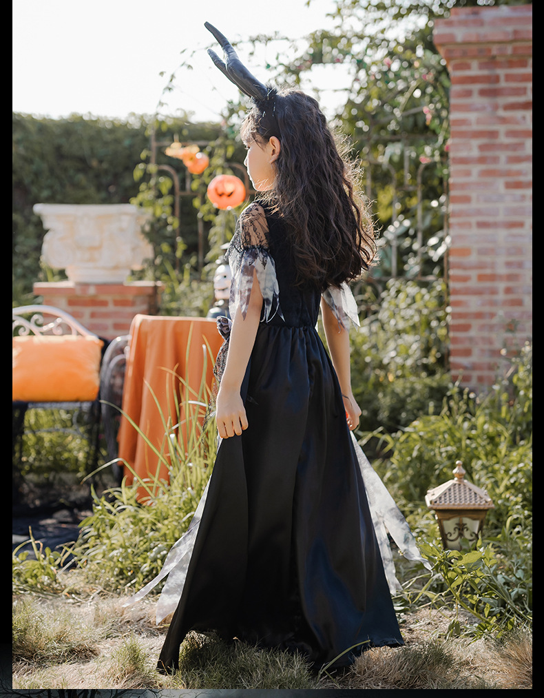 ชุดฮาโลวีนเด็กผู้หญิง haloween ชุดเดรสสีดำ-เทา สไตล์นักบวช ผีแม่ชี