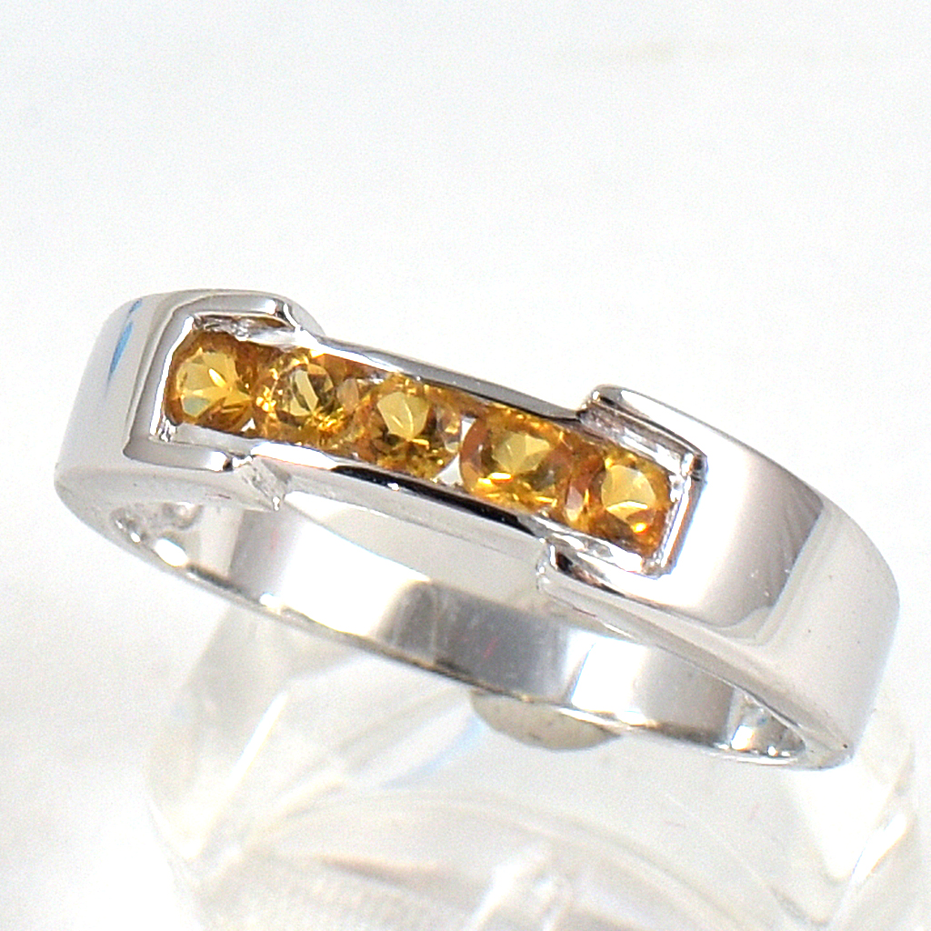 แหวนเงินแท้ราคาถูกชุบทองคำขาว ซิทรินแท้ 0.30 กะรัต งานประณีตสวยงาม สั่งผลิตค่ะ