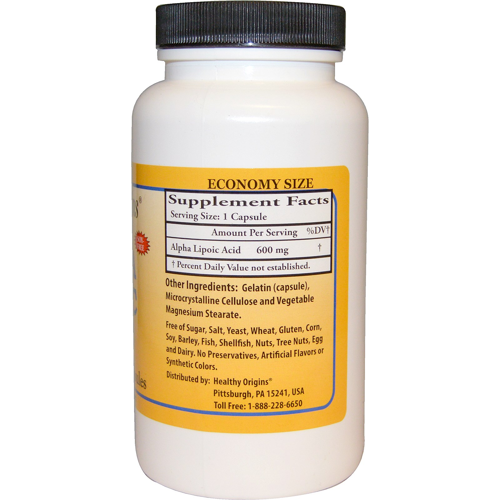 (Pre-order)**Economy size**Healthy Orgins ALPHA LIPOIC ACID(ALA)600 mg/150capsules เพิ่มประสิทธิภาพของสารต้านอนุมูลอิสระอื่นๆ ป้องกันและลดการอักเสบของงสิว