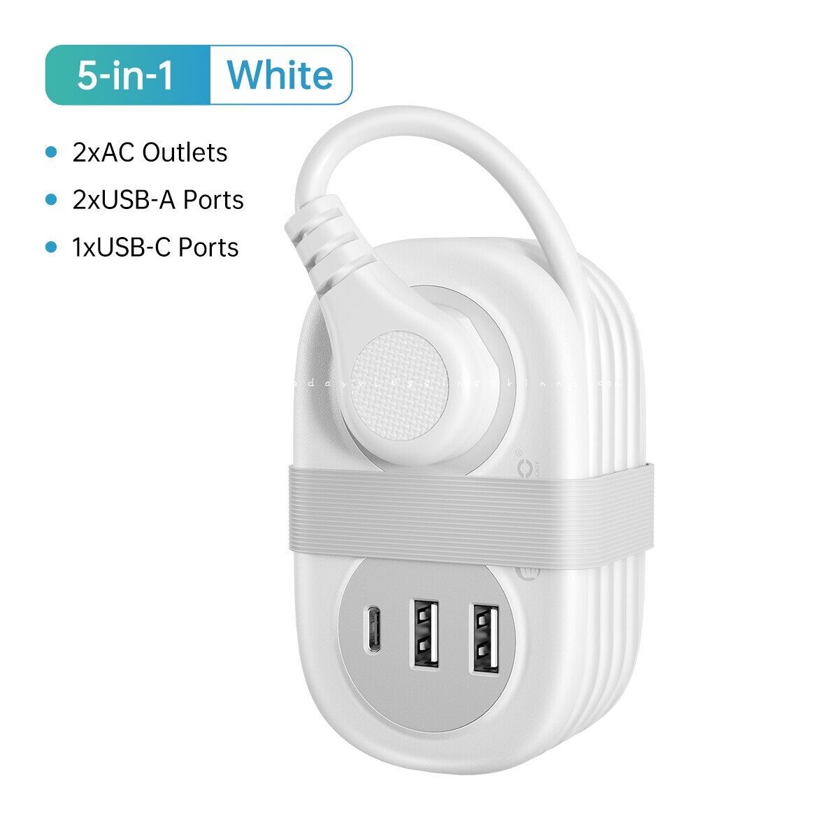 5 in 1 Travel Power Strip with USB port ปลั๊ก 3 ตา แบบพกพา