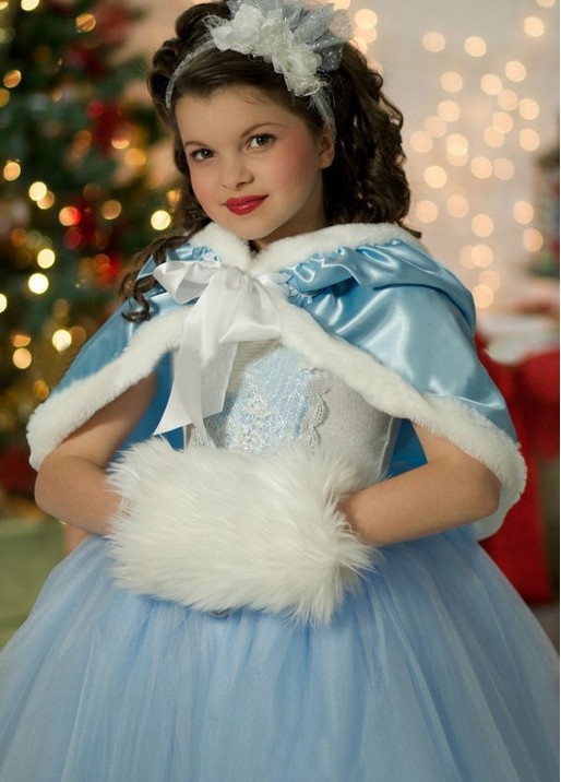 ชุดออกงาน คริสมาสต์ สีฟ้า พร้อมผ้าคลุม