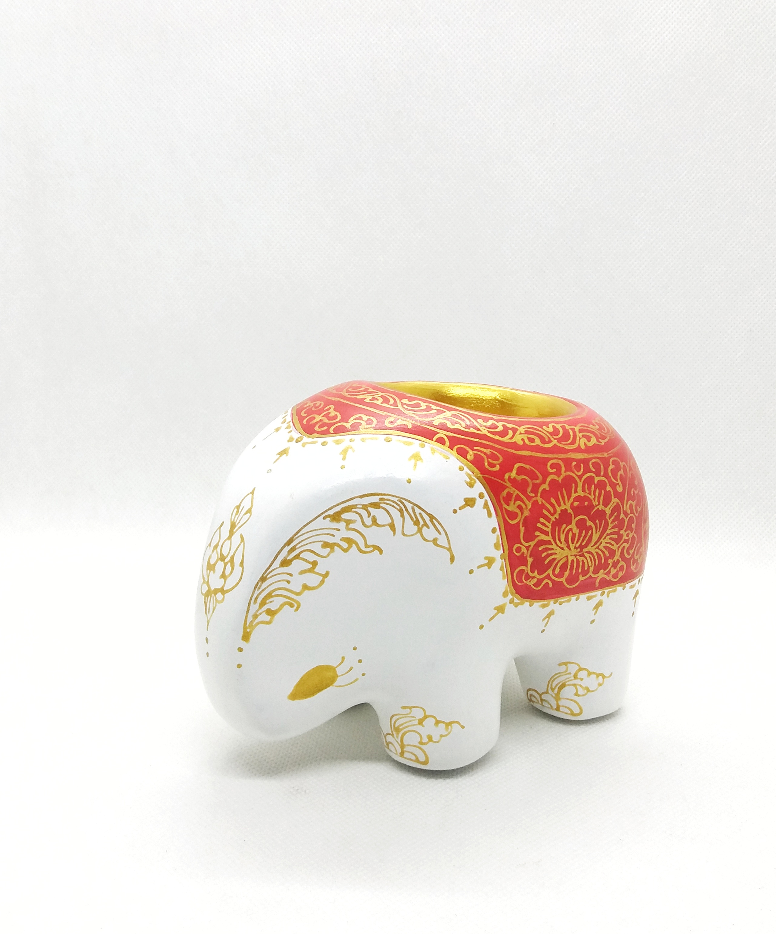 ช้างใส่เทียนหอมเทียน Size S ขาวแดง