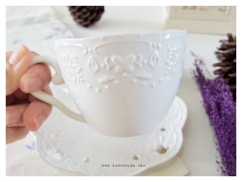 Ceramic Coffee Cup Set ชุดแก้วกาแฟ สีขาว ลายนูน