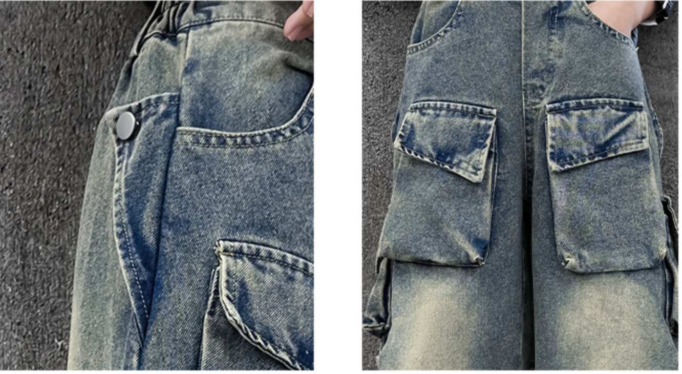 ชุดเต้น Coverdance เสื้อครอป แมว พร้อมปลอกแขน / กางเกงยีนส์คาร์โก้