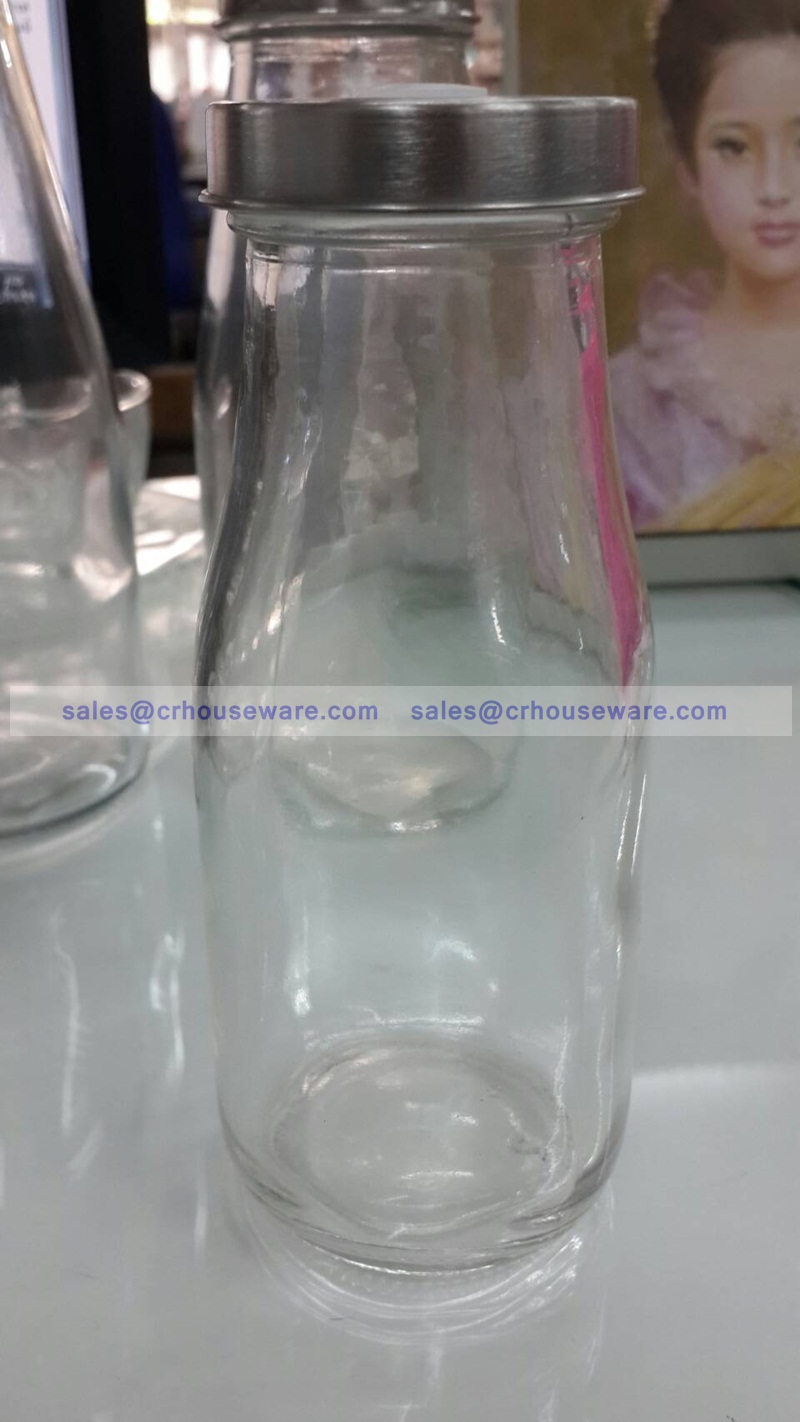 ขวดแก้ว ฝาสแตนเลสมีรูซิลิโคล 300 มล. 005-BSH-300