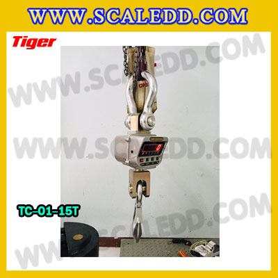 ตาชั่งแขวน15ตัน เครื่องชั่งแขวน15ตัน เครื่องชั่ง15ตัน เครื่องชั่งแขวนดิจิตอล15ตัน พิกัด 15ตัน ค่าละเอียด 5กิโลกรัม ตะขอหมุนได้360องศา เครื่องชั่งแขวนยี่ห้อ TIGER รุ่น TC-01