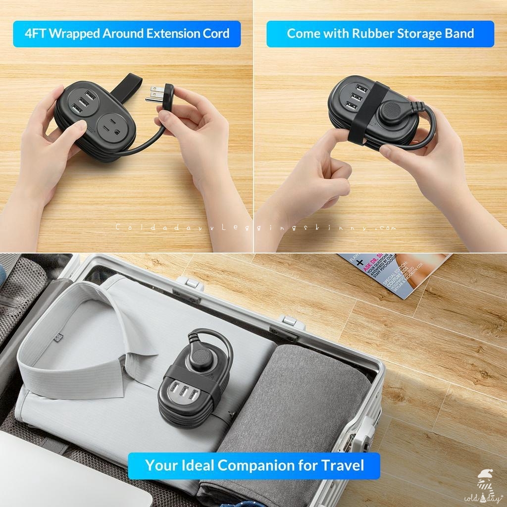 5 in 1 Travel Power Strip with USB port ปลั๊ก 3 ตา แบบพกพา