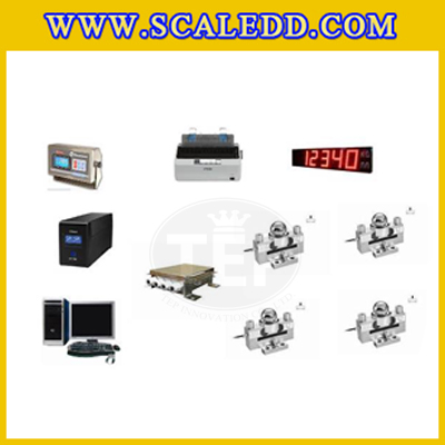 เครื่องชั่งรถบรรทุกขนาด 50 ตัน โครงสร้างแท่นชั่งทำจากเหล็กขนาด 3x8 เมตร ค่าละเอียด 5 กิโลกรัม แบบพื้นแท่นชั่งหน้าเหล็ก