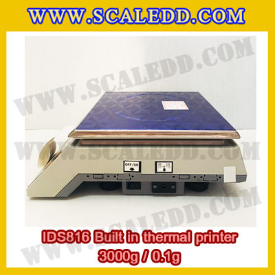เครื่องชั่งดิจิตอล พิกัดน้ำหนัก 3kg Built-in thermal printer ยี่ห้อ SDS รุ่น IDS816 ค่าละเอียด 0.1g