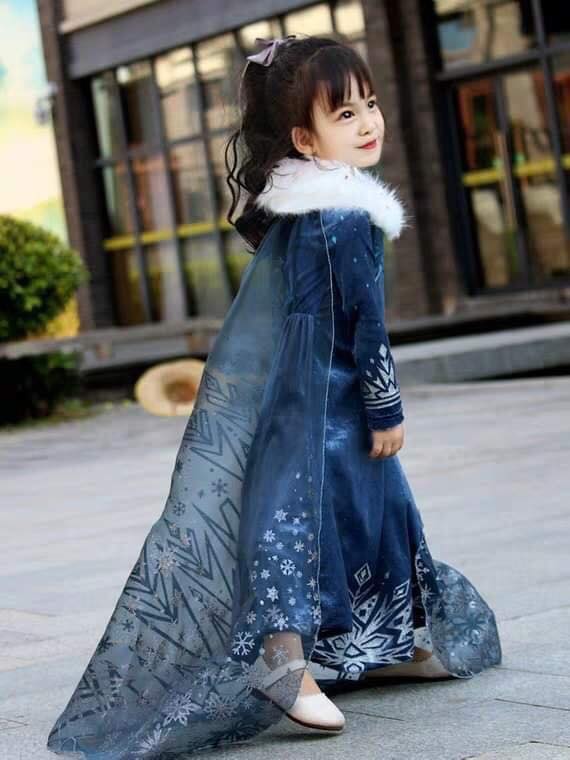 ชุดเด็ก : เดรส+ผ้าคลุมแอลซ่าซีซั่น2