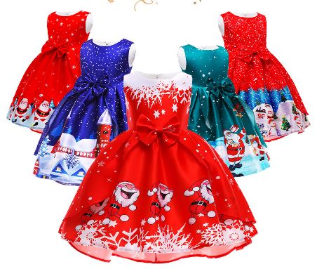 พร้อมส่ง ชุดเดรส คริสต์มาส แขนกุด ทรงยาว ผูกโบว์