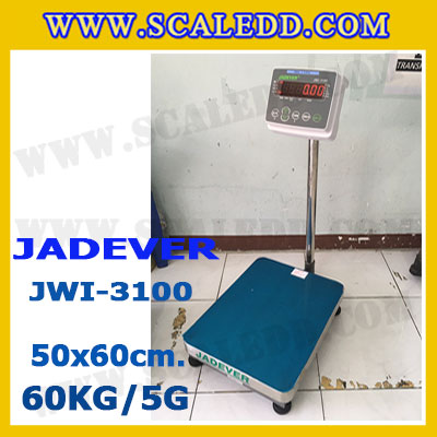เครื่องชั่งดิจิตอลตั้งพื้น 60kg ยี่ห้อ JADEVER รุ่น JWI-3100 II ขนาดแท่น 50x60cm. เครื่องชั่งน้ำหนัก60กิโล เครื่องชั่งดิจิตอลชั่งน้ำหนัก60kg ตาชั่ง60kg ตาชั่งดิจิตอล60kg เครื่องชั่งดิจิตอล60kg พิกัดน้ำหนัก 60kg ค่าละเอียด 5g