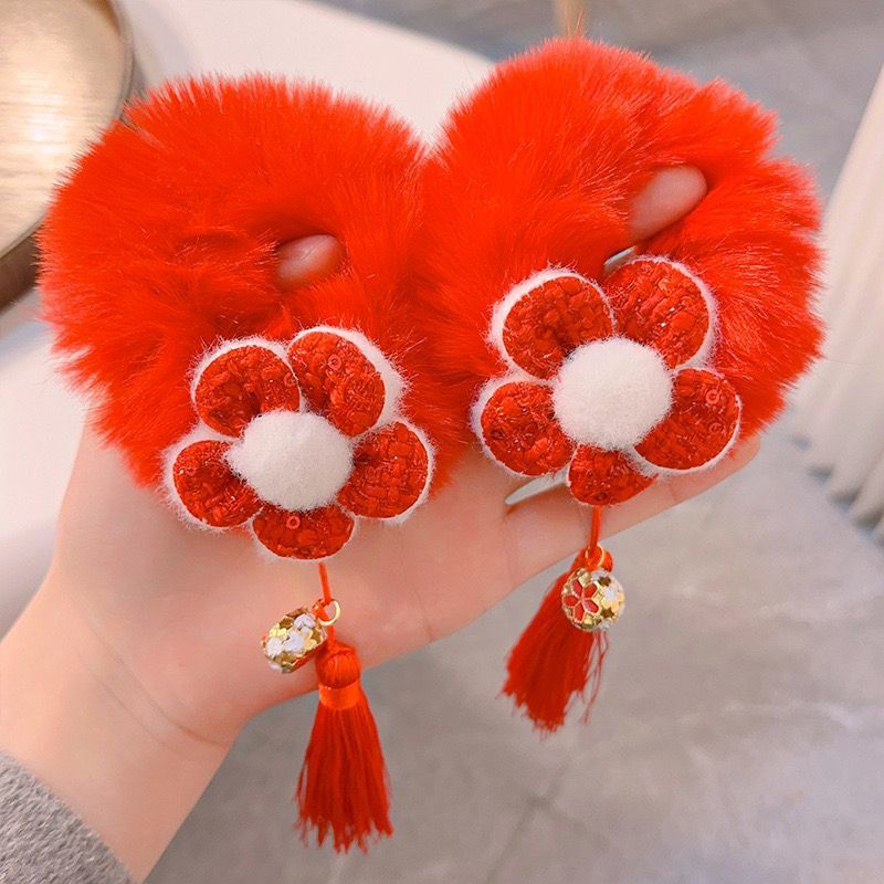 พร้อมส่ง กิ๊บติดผมตรุษจีน เด็ก ยางรัดผม ประดับพู่