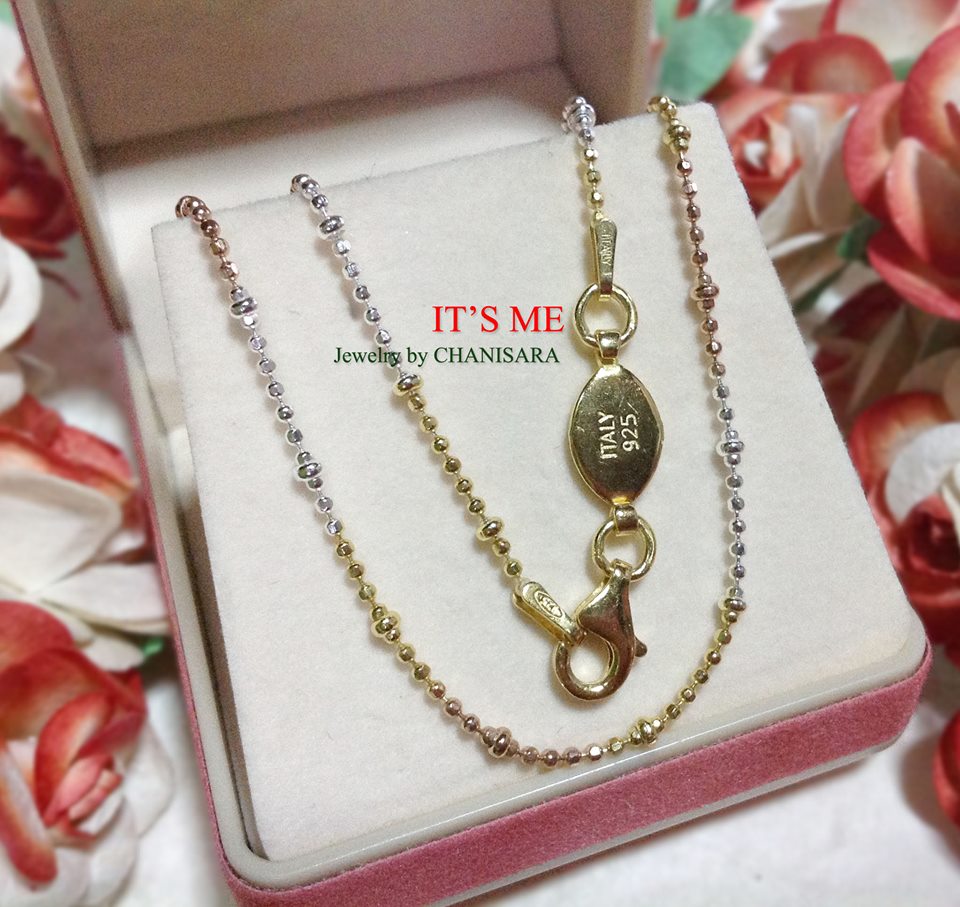 สร้อยคอเงินแท้ 3 กษัตริย์ ลายบอลตัดลายสลับบอลใหญ่(งานอิตาลี) ความหนา 1.2 มิล