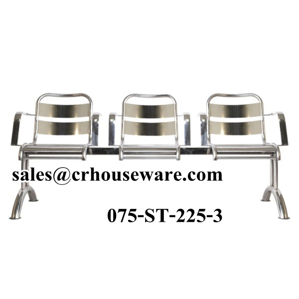 เก้าอี้นั่งคอยคิว 3 ที่นั่งมีที่เท้าแขนสแตนเลส 075-ST-225/3