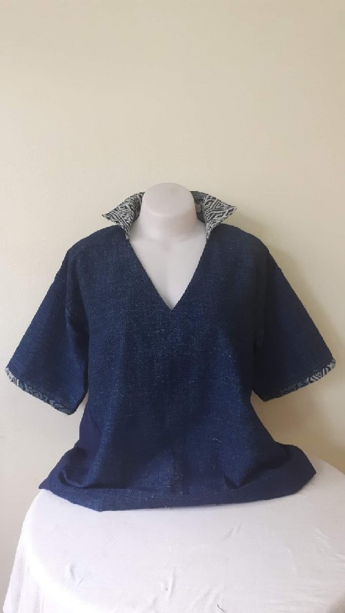 ผ้าฝ้ายฮัมพื้นย้อมสีธรรมชาติวิ่งไปทำงาน T1 น้ำเงิน,ครีม,ชมภู่,ขาว M,L,XL,XXL