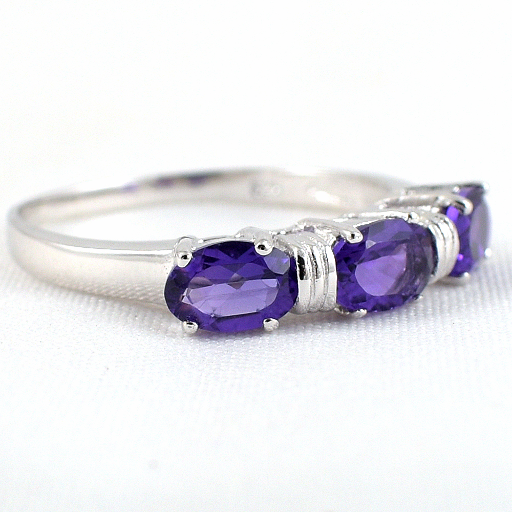 แหวนเงินแท้ราคาถูกชุบทองคำขาว แอมิทิสต์แท้ 1.35 กะรัต งานประณีตสวยงาม สั่งผลิตค่ะ