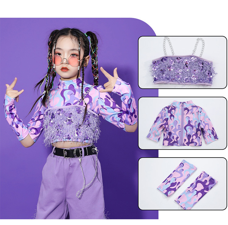 ชุดเต้น ชุดฮิปฮอป เซ็ตสีม่วง ทีมม่วง สินค้าพร้อมส่ง