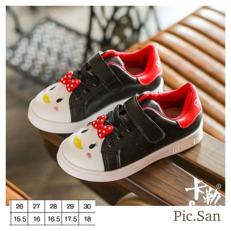 รองเท้าผ้าใบเป็ด สีชมพู-ดำ