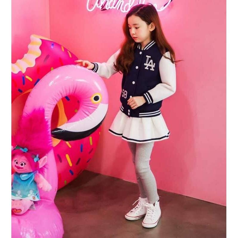 ชุดกันหนาว เซ็ตเสื้อแจ๊คเก็ต สีชมพู+เลกกิ้งกระโปรง