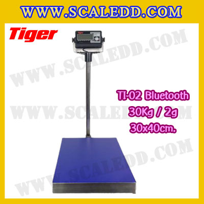 เครื่องชั่งน้ำหนักดิจิตอลBluetooth พิกัด30kg ความละเอียด 2g ขนาดแท่นชั่ง 30*40cm ยี่ห้อ TIGER รุ่น TI-02