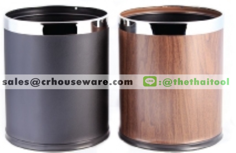 ถังขยะในห้องพักหุ้มหนังแบบ 2 ชั้น สีน้ำตาล (Double layers guest room bin with pvc. leather cover) 001-GRB9443-14