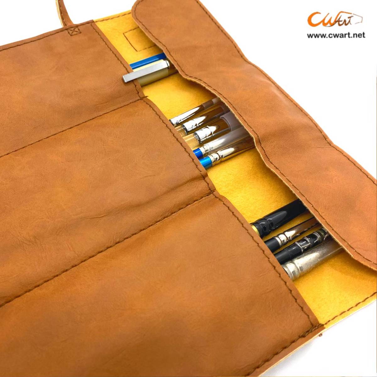 กระเป๋าหนังใส่พู่กันด้ามสั้น e-file