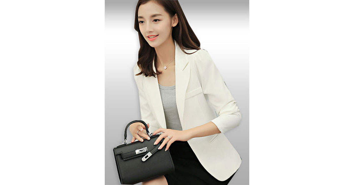 เสื้อสูทผู้หญิงแขนยาวสีขาวสไตล์เรียบหรู มี 5 ไซส รหัส1650