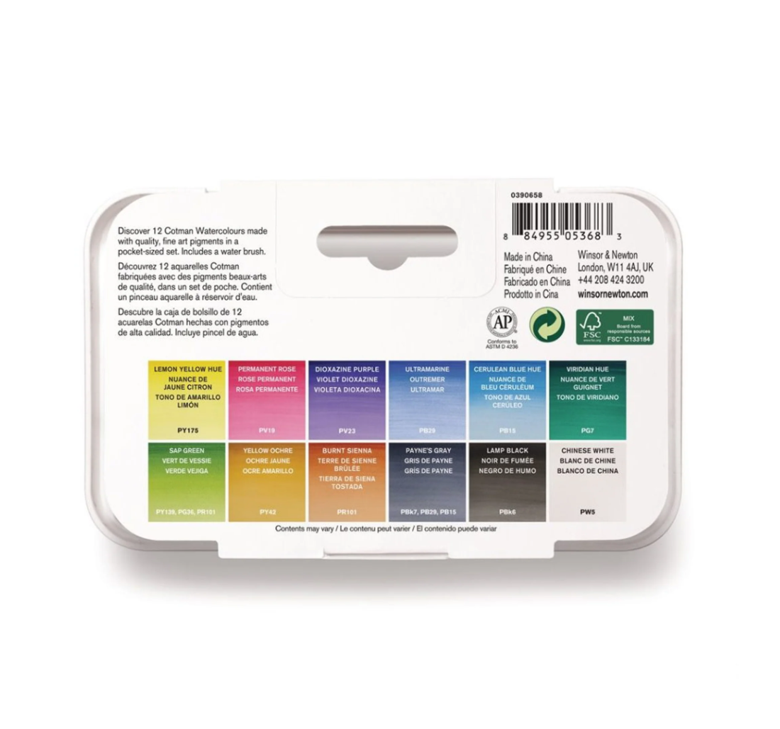 ชุดสีน้ำ Winsor Cotman 12สี + พู่กันแทงค์