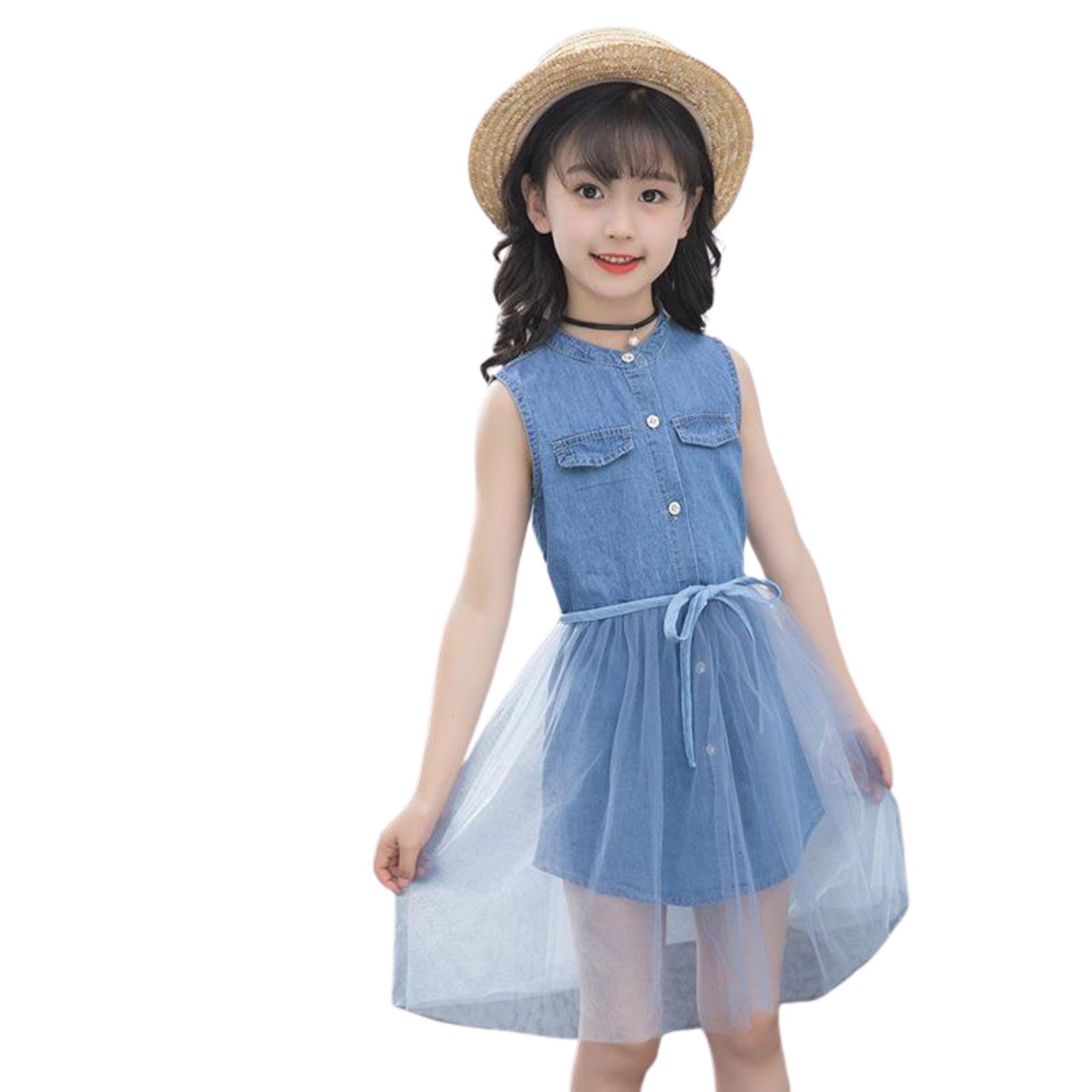 พร้อมส่ง ชุดเด็ก ชุดเซ็ต เดรสแขนยาว+เอี้ยมยีนส์ เอี๊ยมเด็ก