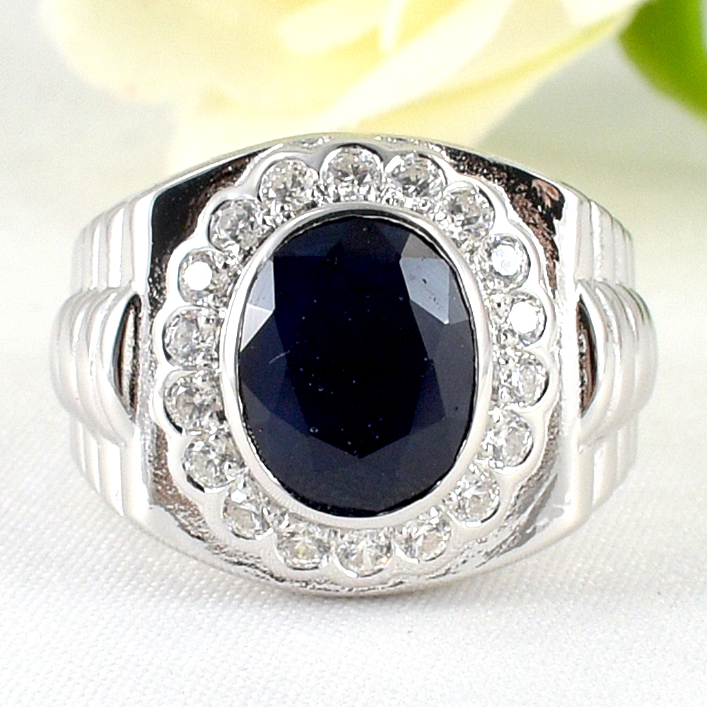 แหวนเงินแท้ราคาถูกชุบทองคำขาว ไพลินแท้ 1.95 กะรัต เพชรCZ 0.45 กะรัต งานประณีตสวยงาม สั่งผลิตค่ะ