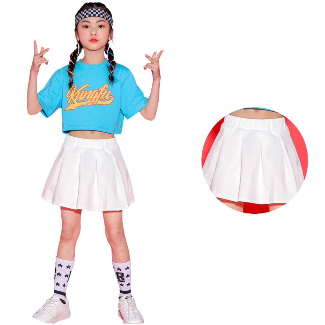 พร้อมส่ง กระโปรงเด็กผู้หญิง อัดพลีสสั้น สีพื้น ไม่รวมเข็มขัด