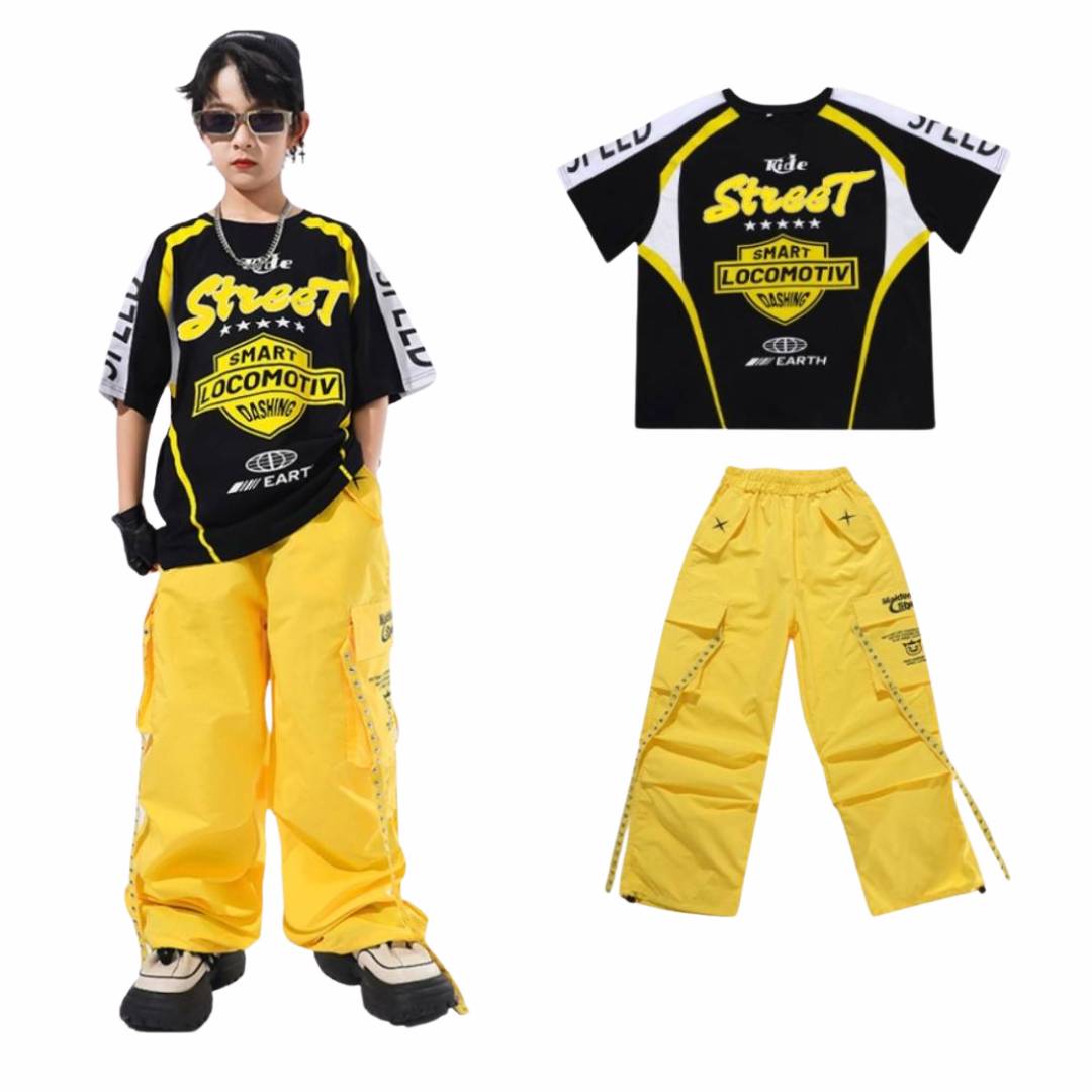 พร้อมส่ง ชุดเต้น เซ็ตชายหญิง เสื้อแขนสั้น+กางเกงขายาวสายรัด