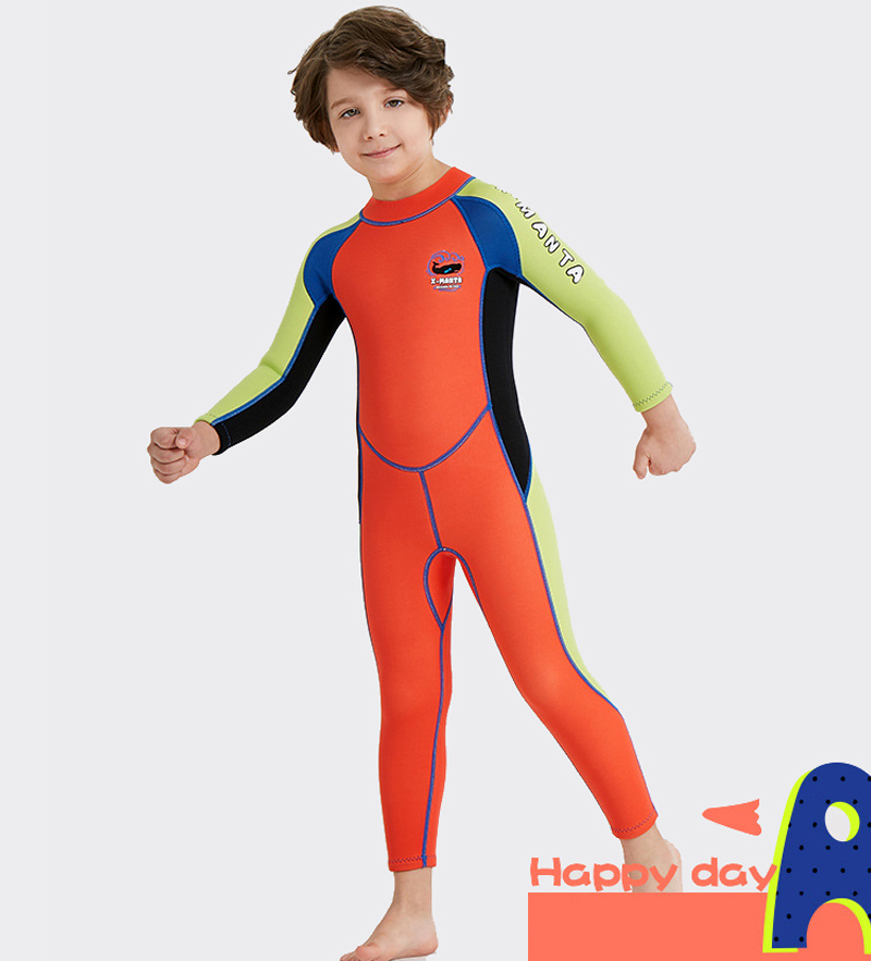 พร้อมส่ง ชุดดำน้ำ ชุดว่ายน้ำเด็กชาย เก็บอุณหภูมิ แขนยาว