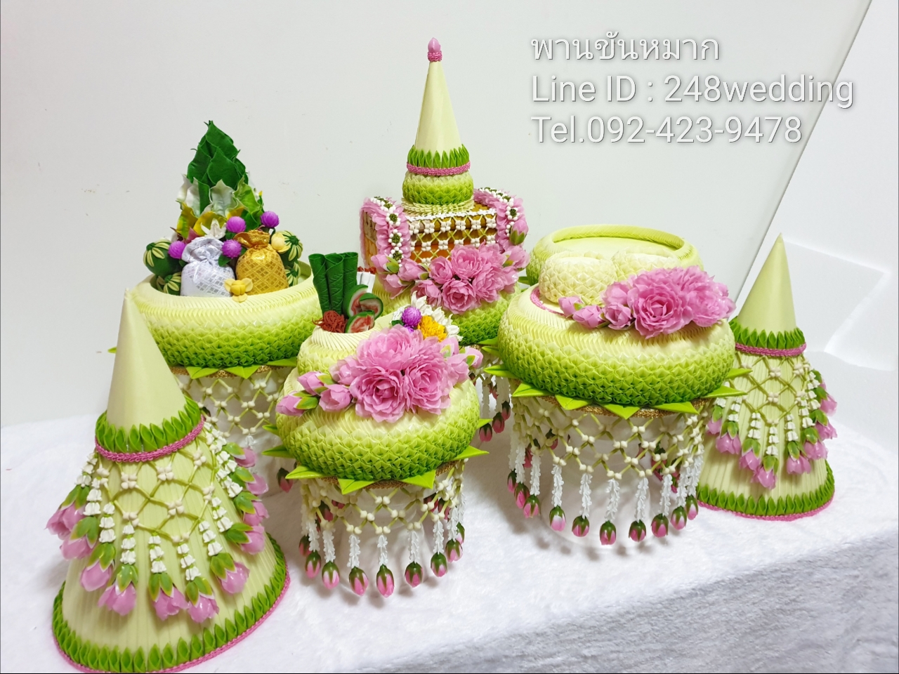 ให้เช่าพานขันหมาก (เขียวชมพู)