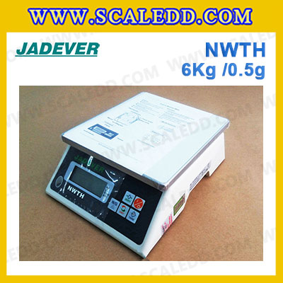 เครื่องชั่งน้ำหนักดิจิตอล พิกัดน้ำหนัก6000g ยี่ห้อ JADEVER รุ่น NWTH ความละเอียด 0.5g (มีใบผ่านตรวจรับรองจากสำนักชั่งตวงวัด)