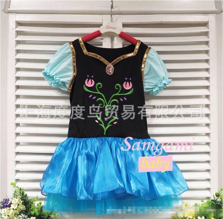 ชุดเด็ก : ชุดเด็ก :เดรสเจ้าหญิงแอนนา สีดำ_น้ำเงิน ไซส์ 140