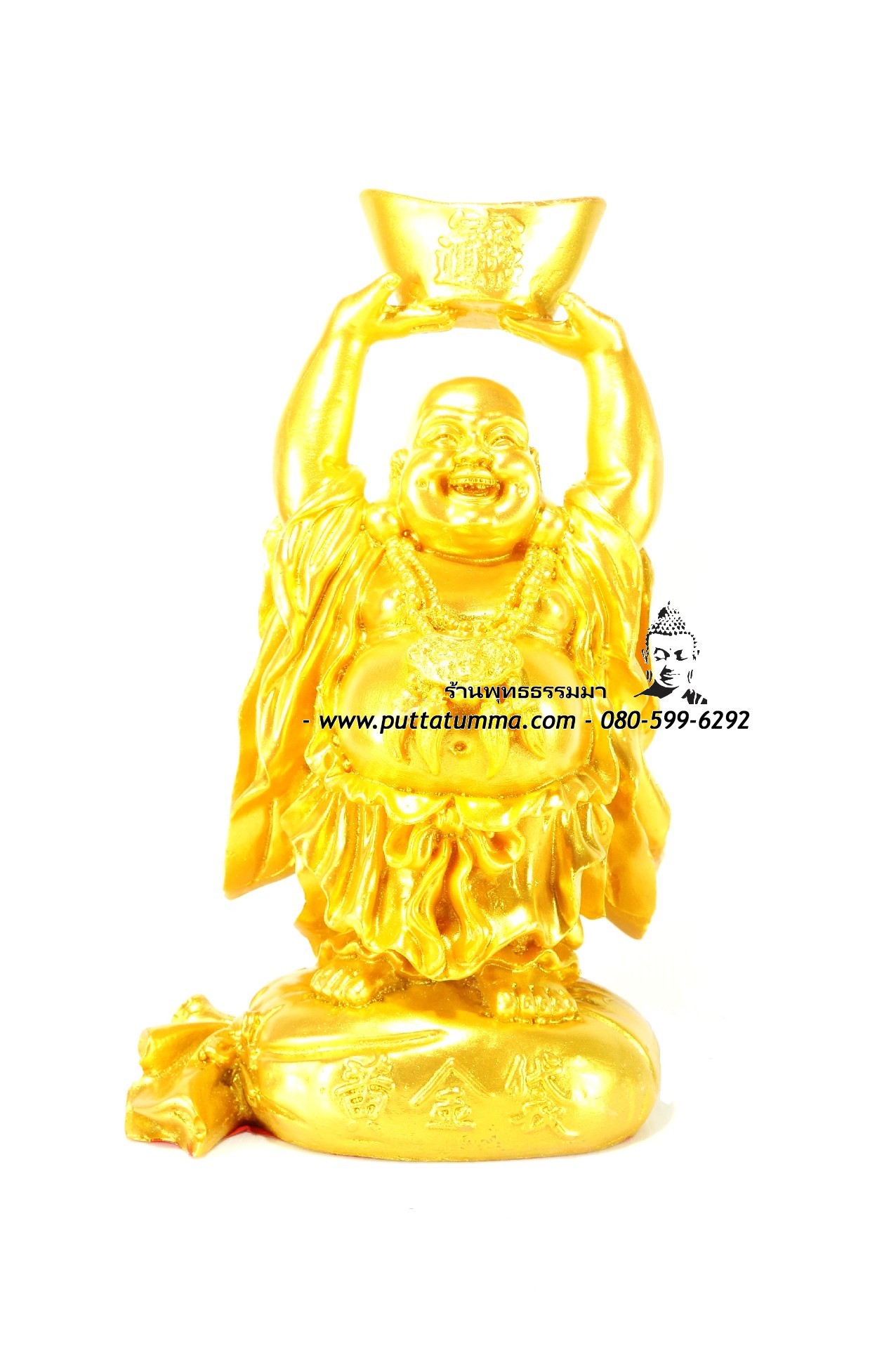พระสังกัจจายน์ องค์ยืน สีทอง เนื้อเรซิ่น ขนาด 5 นิ้ว สูง 10 นิ้ว