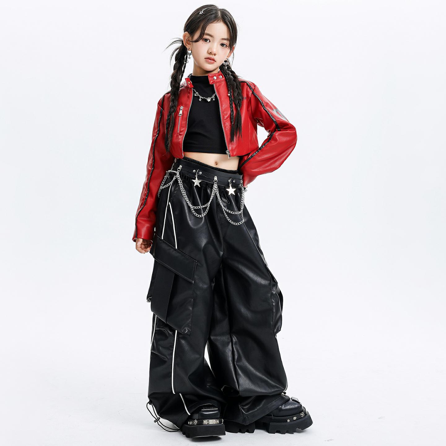 friendly4kid พร้อมส่ง ชุดเต้นเด็กหญิง HipHop Jazz เสื้อแขนยาว