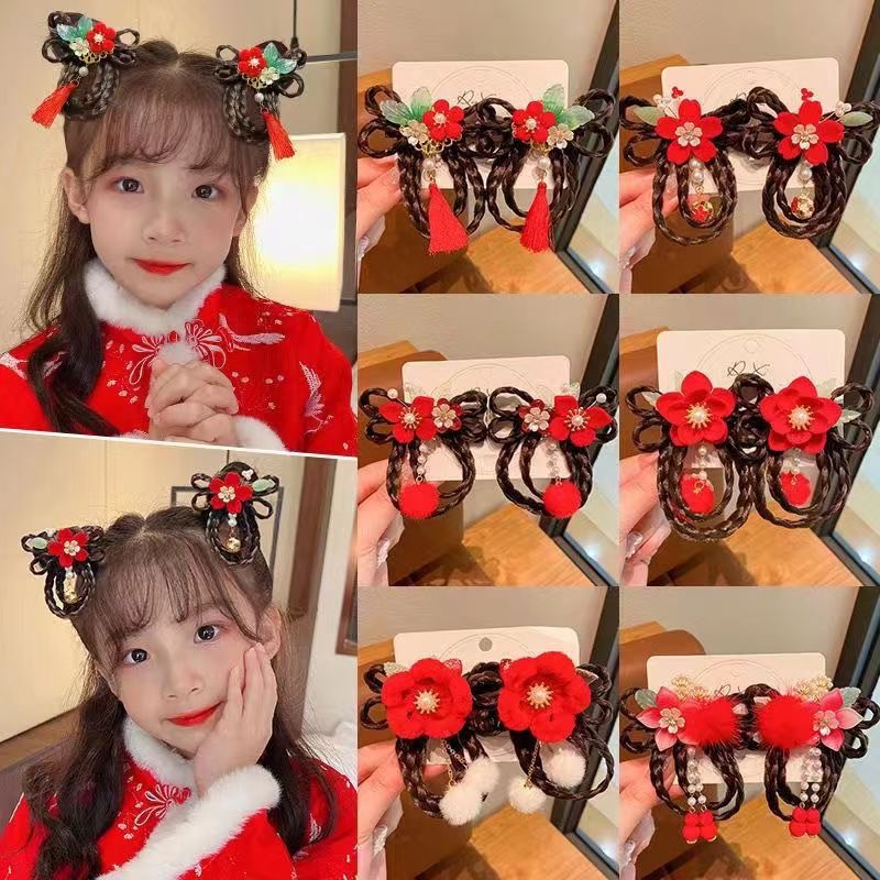 พร้อมส่ง กิ๊บติดผม ตรุษจีน โบว์ติดผม โบราณสีแดง