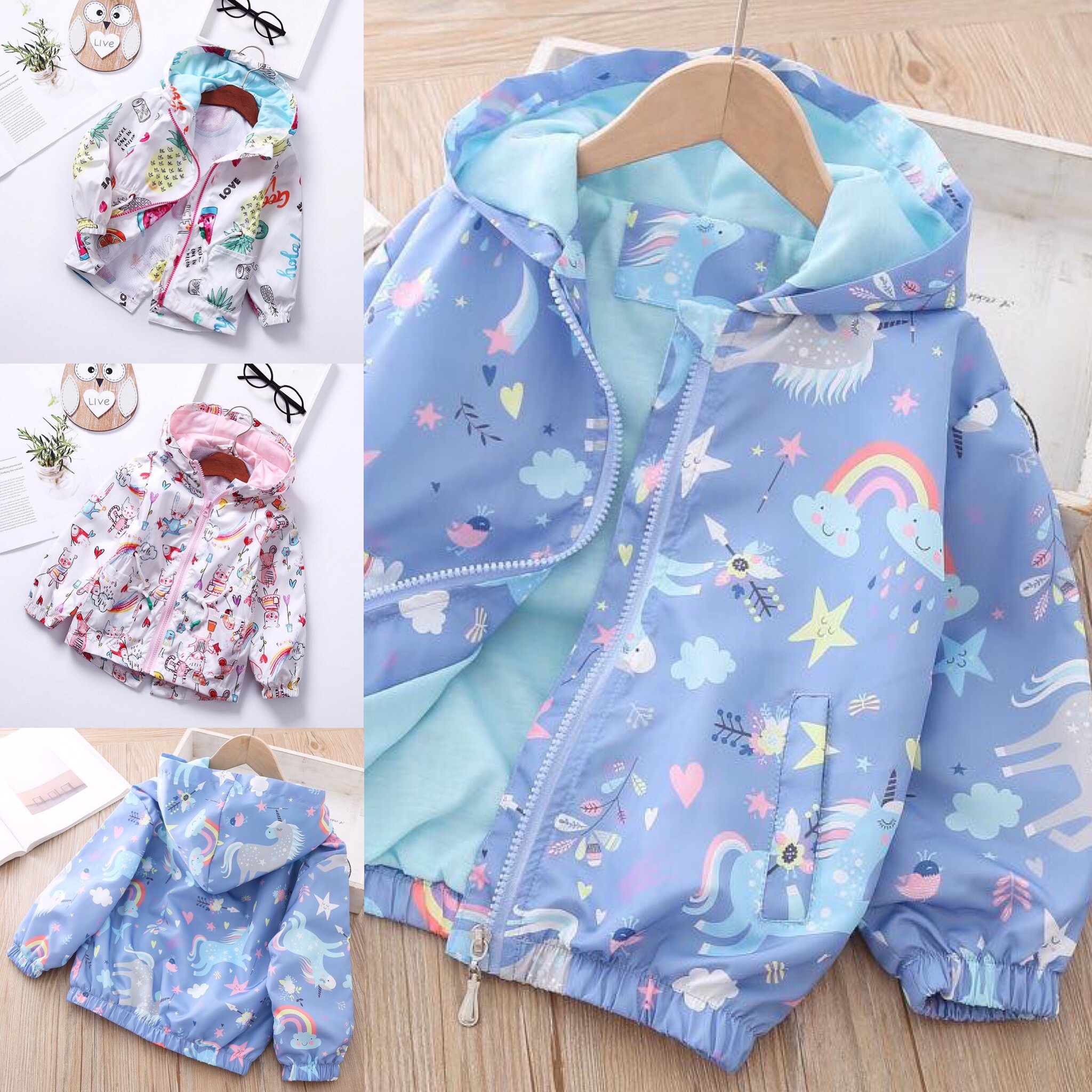กันหนาว: เสื้อกันหนาวเด็ก กึ่งผ้าร่ม ยูนิคอน