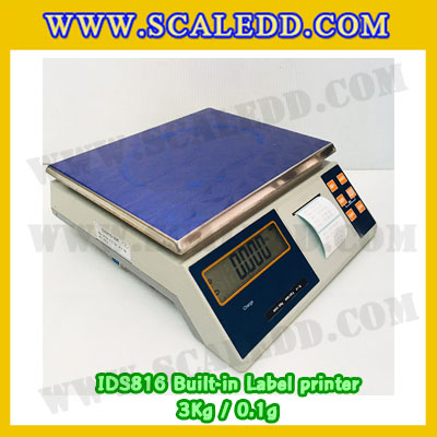 เครื่องชั่งน้ำหนักดิจิตอล พิกัดน้ำหนัก 3kg Built-in Label printer ยี่ห้อ SDS รุ่น IDS816 ค่าละเอียด 0.1g