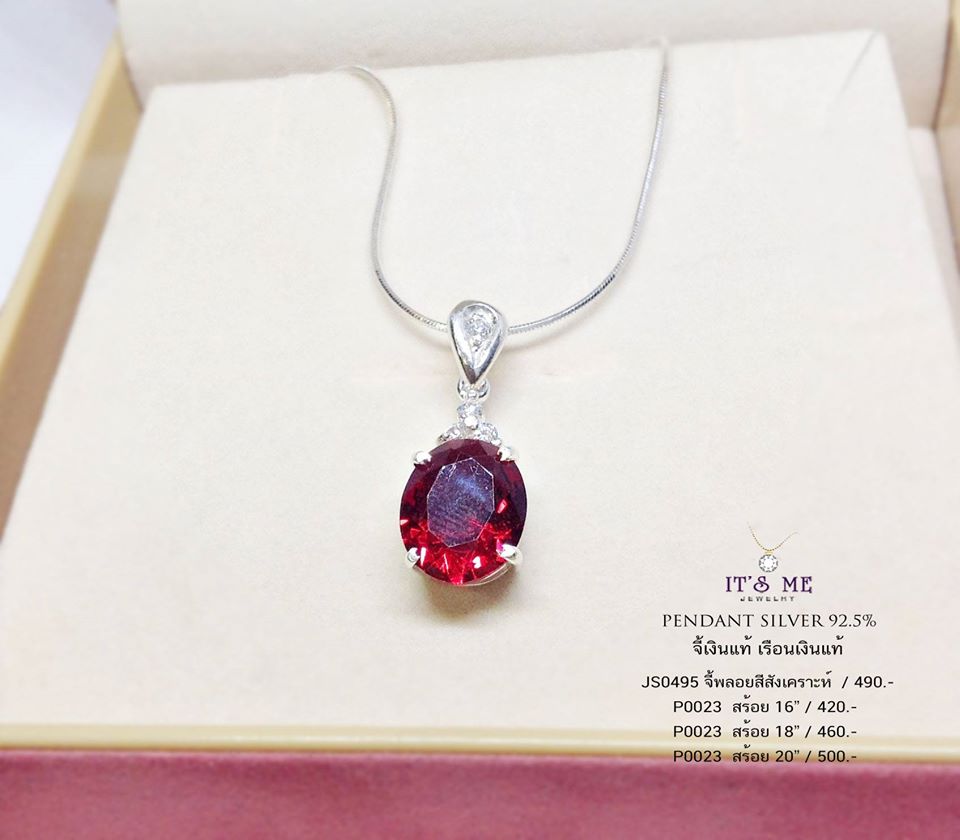 จี้เงินแท้ จี้พลอยสีสังเคราะห์ ประดับเพชร cz ทรงหยดน้ำ