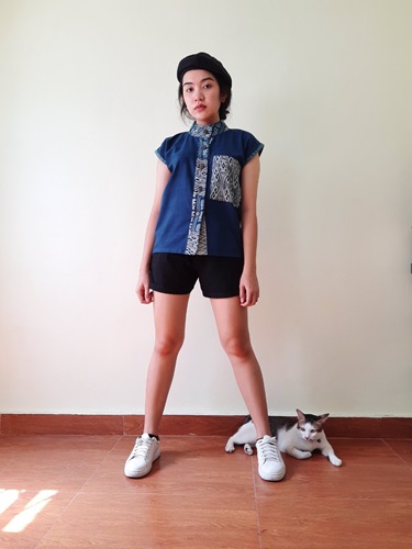 เสื้อผ้าฝ้ายฮัม1 ย้อมครามไทยเทห์ไม่ทำลายสิ่งแวดล้อม สีน้ำเงิน น้ำตาล ดำ และม่วงเข็ม M L XL XXL