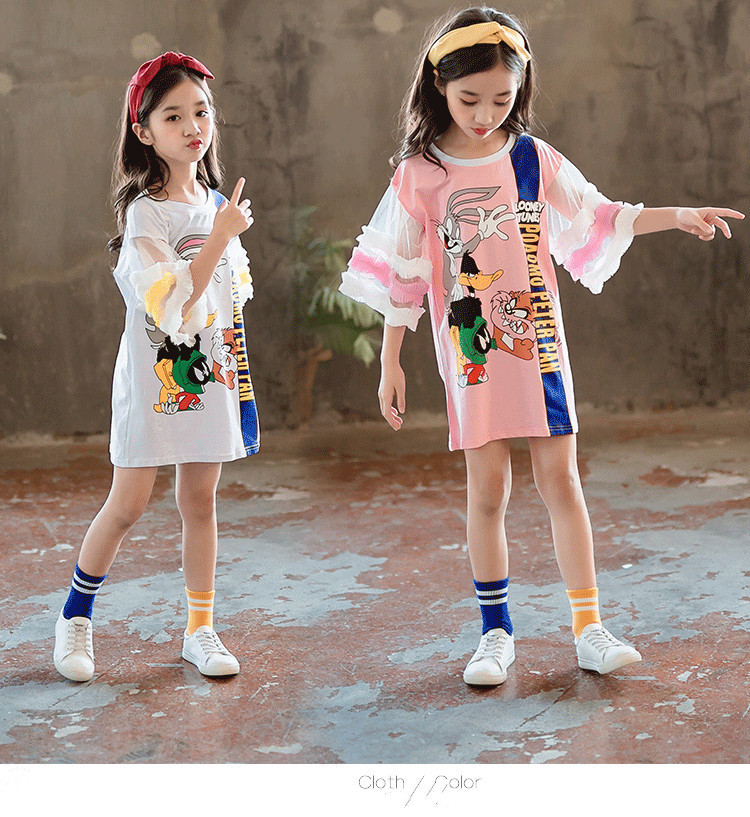 พร้อมส่ง ชุดเด็ก มินิเดรส แขนระบาย ลายกระต่าย