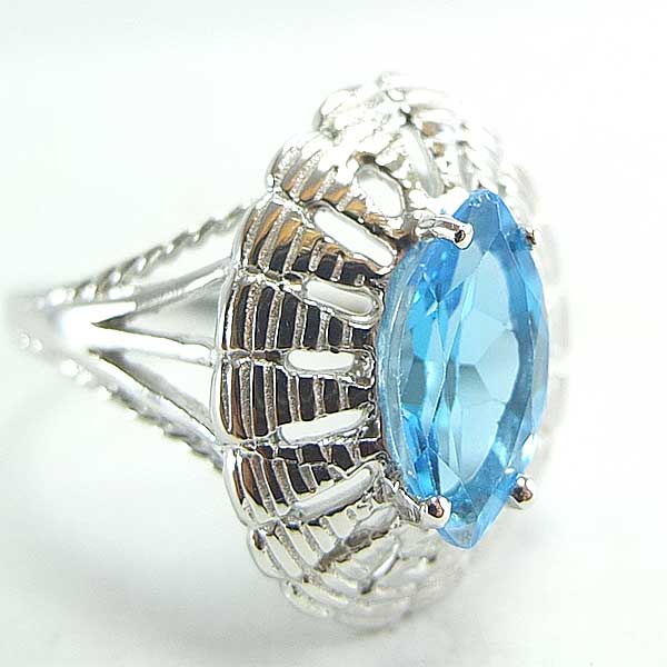 แหวนเงินแท้ราคาถูกชุบทองคำขาว สวิสบลูโทปาซแท้ 2.00 กะรัต งานประณีตสวยงาม สั่งผลิตค่ะ