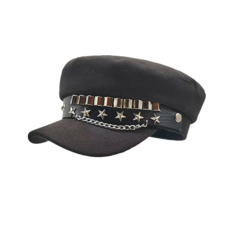 หมวกเบเร่ต์ตกแต่งหัว หนัง แฟชั่นหญิง